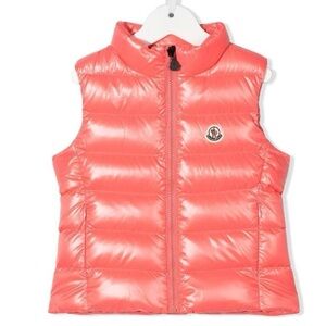 💯 Authentic Moncler Kids Ghany Down Puffer Vest in Coral Sz 6Y